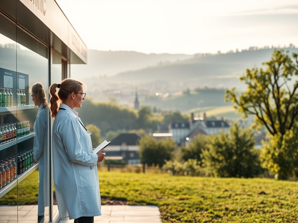 Mapa Lubania z ikonami symbolizującymi dostępność specjalistów: kolejki do specjalistów Lubań